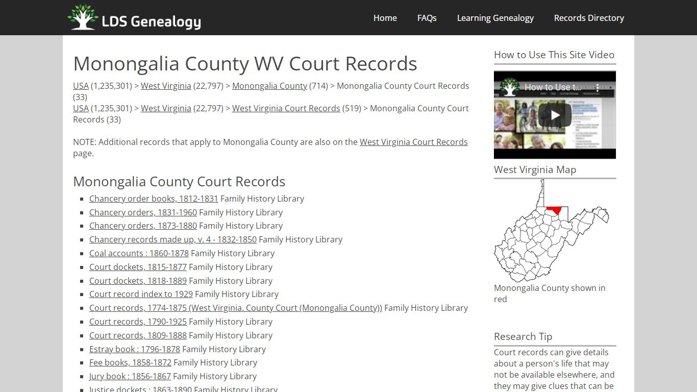 Monongalia County WV Court Records - LDS Genealogy